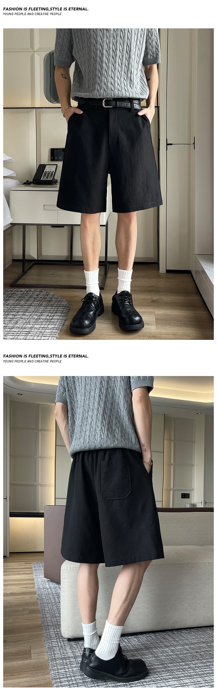 오래된 돈 바람 모방 아마 정장 반바지 남성 여름 느긋한 느슨함 센스 캐주얼 바지 휴가 바람 해변 오부 바지 상세 이미지 6
