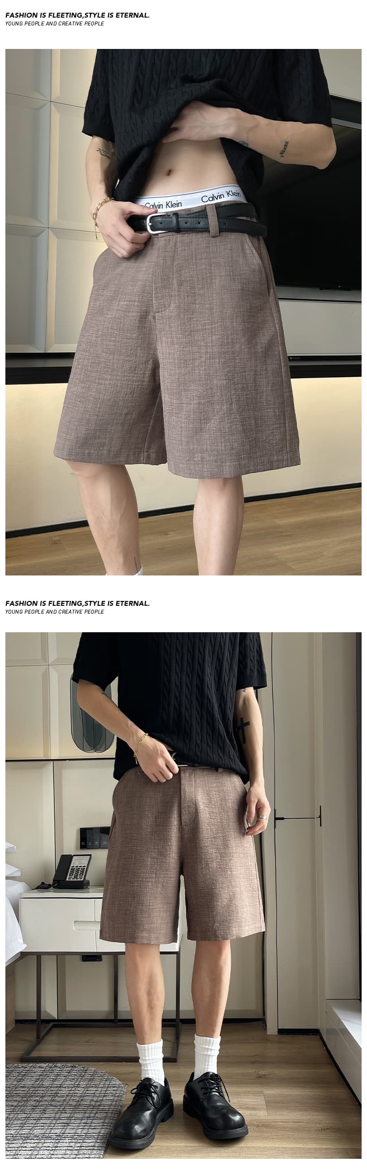 오래된 돈 바람 모방 아마 정장 반바지 남성 여름 느긋한 느슨함 센스 캐주얼 바지 휴가 바람 해변 오부 바지 상세 이미지 7