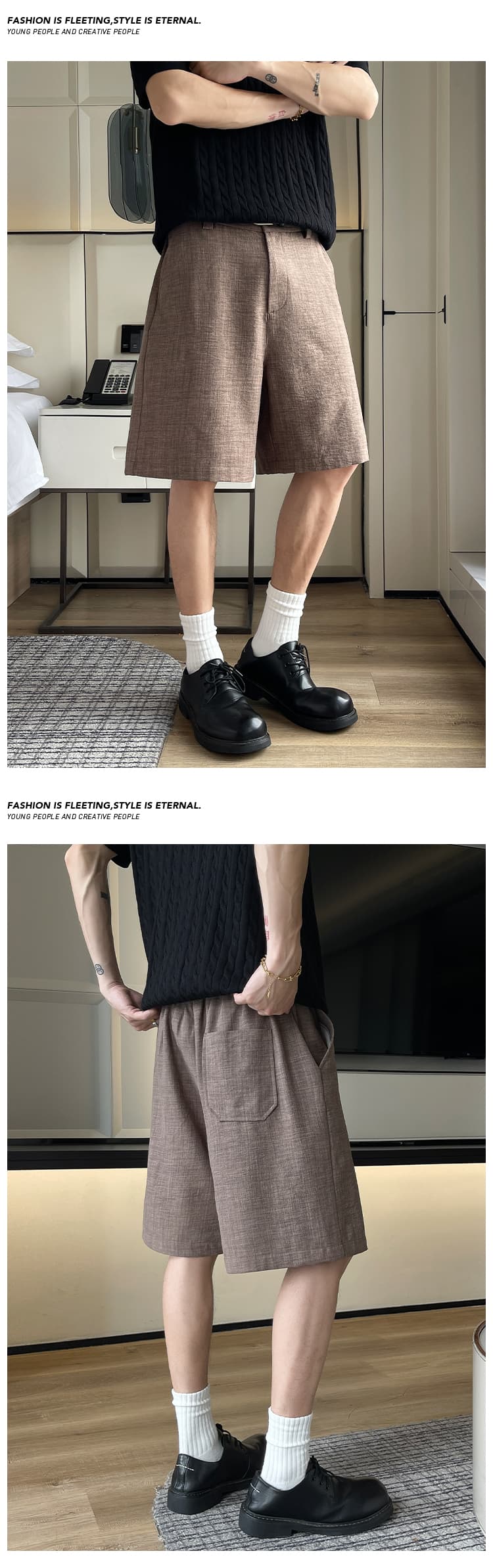 오래된 돈 바람 모방 아마 정장 반바지 남성 여름 느긋한 느슨함 센스 캐주얼 바지 휴가 바람 해변 오부 바지 상세 이미지 8