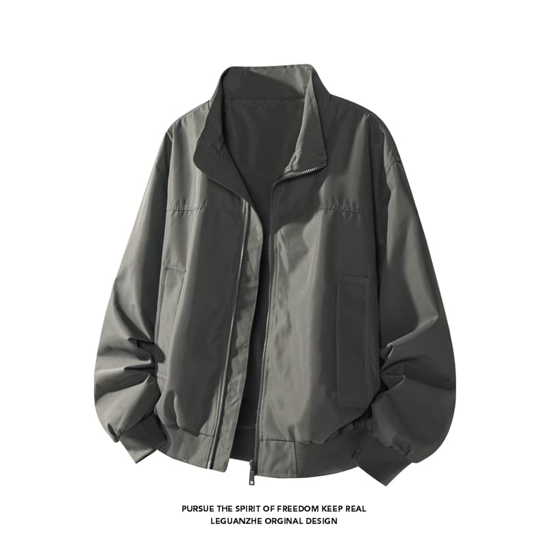 검정색 쇼트 스타일 워크웨어 재킷 남자 아메리칸 세 국방 스탠드 칼라 야구 유니폼 bomber 파일럿 재킷 이미지 4