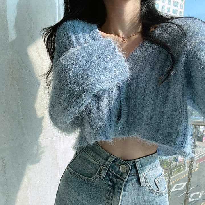 한국 chic 이른 가을 다용도 작은 대중 V넥 싱글 줄 버튼 보온 긴팔 쇼트 스타일 니트 오픈 가디건 부드러운 찹쌀 스웨터 여자 상세 이미지 11