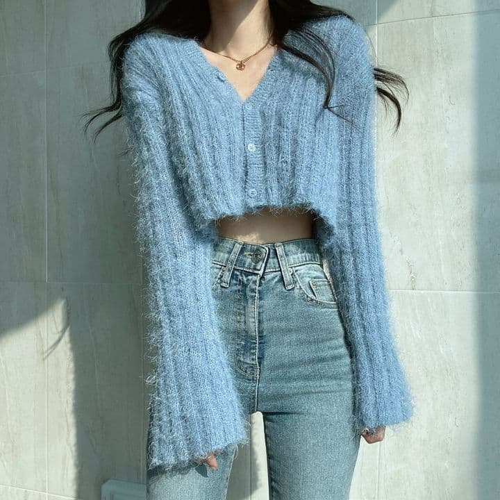 한국 chic 이른 가을 다용도 작은 대중 V넥 싱글 줄 버튼 보온 긴팔 쇼트 스타일 니트 오픈 가디건 부드러운 찹쌀 스웨터 여자 상세 이미지 23