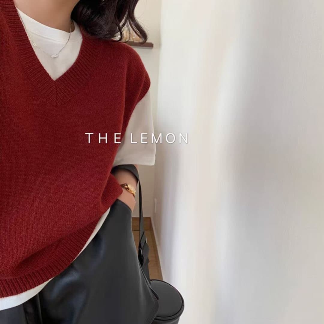 흔들어서 톤 주간 고양이 품질 가을 겨울 새로운 V넥 민소매 조끼 조끼 여성 스웨터 코트 베스트 맨위 이미지 5