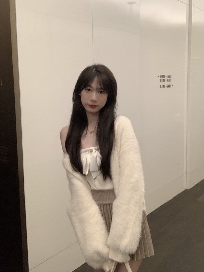 흔들어서 톤 주간 고양이 품질 순수한 욕망 바람 부드러운 찹쌀 니트 오픈 가디건 가을 한국 스타일 쇼트 스타일 외출용 플리스 긴팔 스웨터 코트 상세 이미지 9