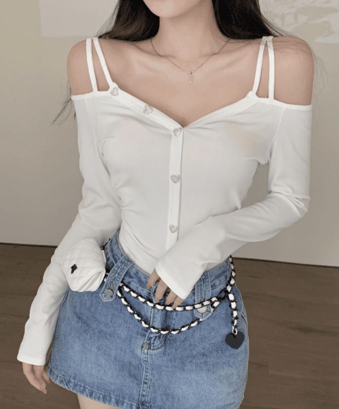 순수한 욕망 핫걸 오프숄더 V넥 슬립 기본 셔츠 여성 가을 겨울 디자인 센스 몸매 가꾸기 쇼트 스타일 인사이드 가져 가라. 니트 스웨터 맨위 이미지 2