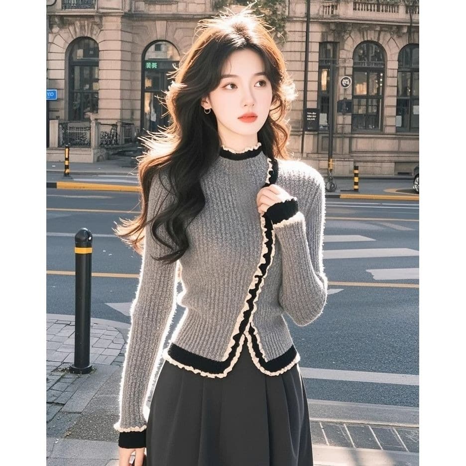 고급 센스 품격 다용도 만나는 맨위 서비스 연령 감소 작은 대중 슈퍼 잘 생긴 스웨터 니트 스웨터 여성 가을 겨울철 새로운 이미지 5