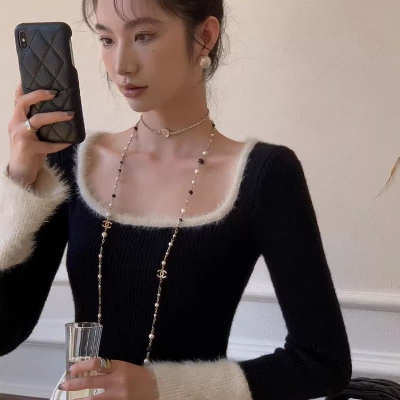 질량 주간 고양이 흔들어서 톤 품질 패치워크 색상 몸매 가꾸기 쇼트 스타일 마 하이 울 스웨터 샤오시엔 그는 벤 인사이드 가져 가라. 니트 스웨터 이미지 6
