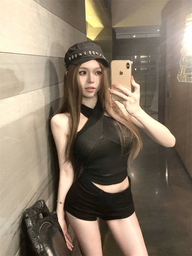얼음 차가운 실크 니트 행침 목 작은 슬링 여성 여름 몸매 가꾸기 인사이드 가져 가라. 민소매 조끼 쇼트 스타일 백리스 맨위 상세 이미지 20