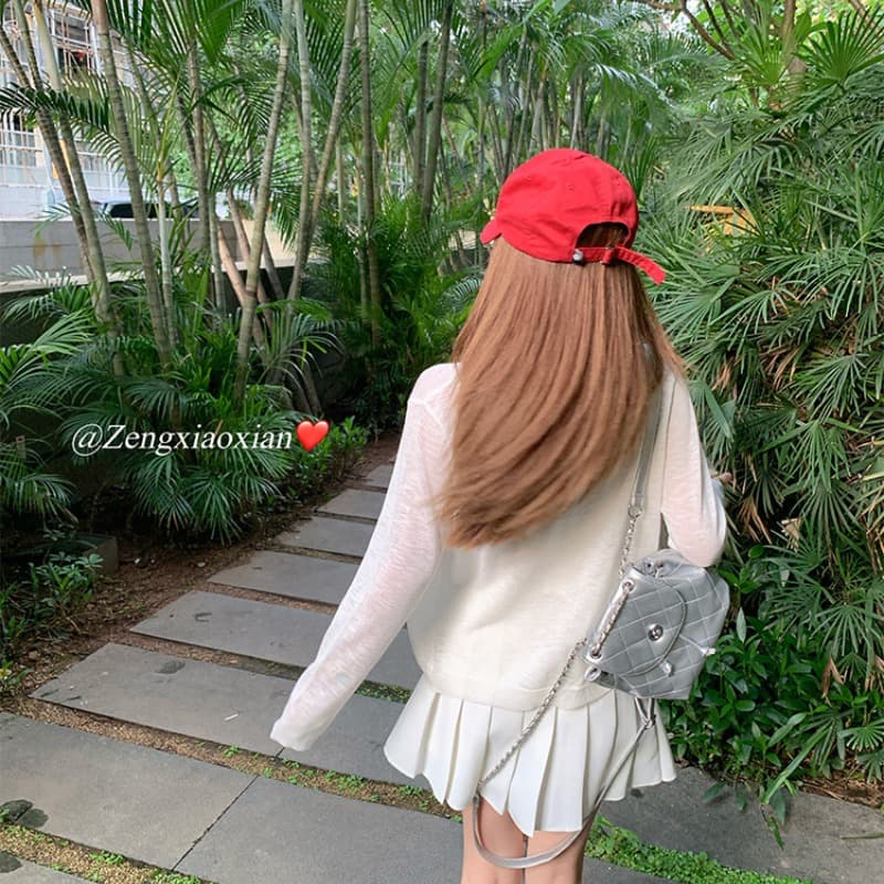 한 부서 화이트 얇은 스타일 자외선 차단 니트 오픈 가디건 여성 여름 루즈핏 슬립 외부 가져 가라. 짧은 외투 맨위 이미지 5