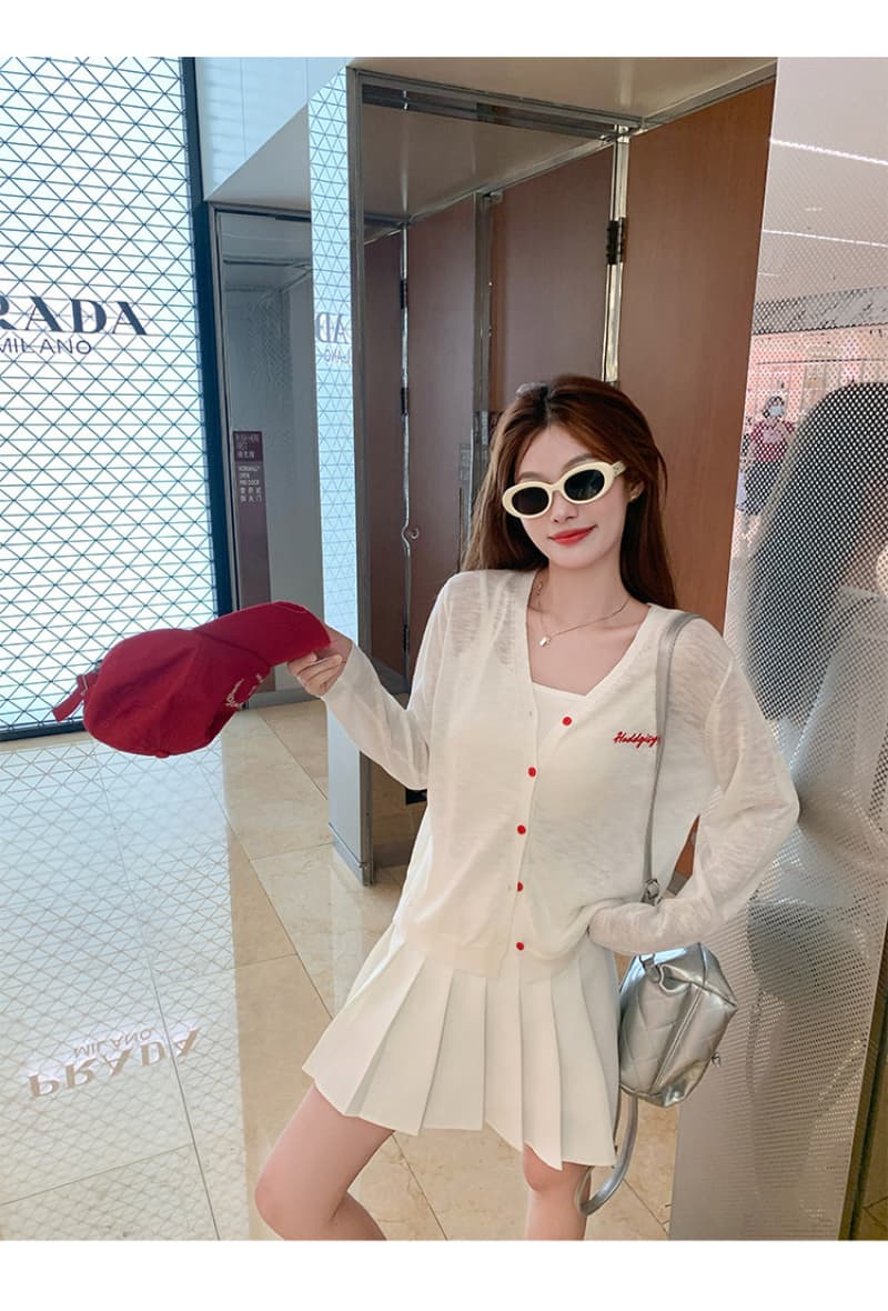 한 부서 화이트 얇은 스타일 자외선 차단 니트 오픈 가디건 여성 여름 루즈핏 슬립 외부 가져 가라. 짧은 외투 맨위 상세 이미지 18