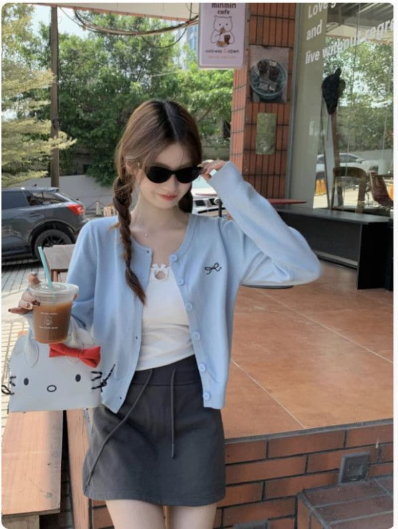 패키지 코어 실 이른 봄 오픈 가디건 여성 뜨개질 재킷 고급 센스 봄 쇼트 스타일 긴팔 자수 외부 잡아라. 의류 상세 이미지 7