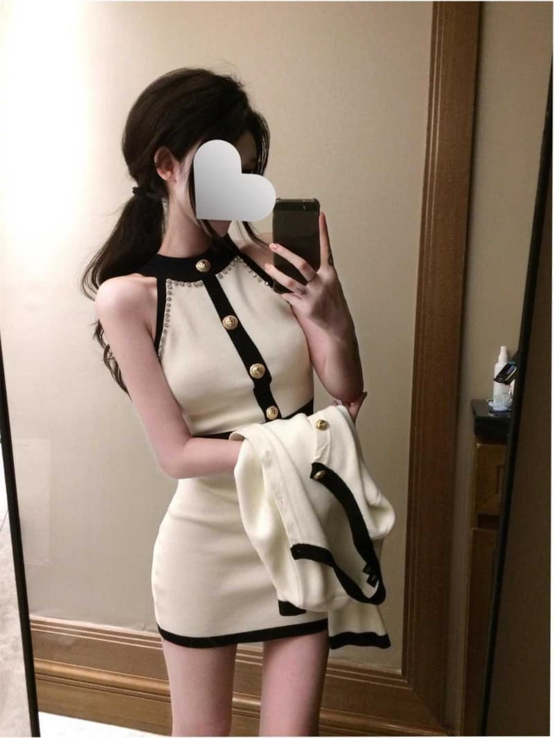 얼음 차가운 실크 워시 물 오프숄더 드레스 여름 순수한 욕망 명문 여성 품격 허리 수축 몸매 가꾸기 고급 센스 타이트 스커트 미니 스커트 상세 이미지 1