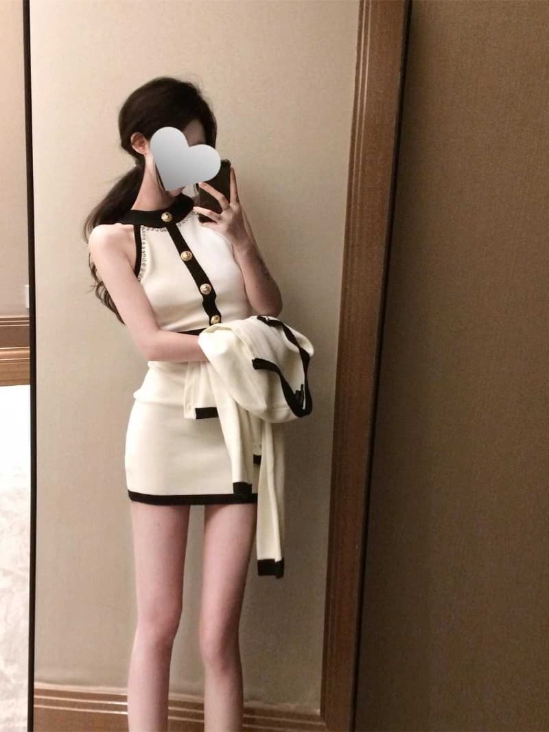 얼음 차가운 실크 워시 물 오프숄더 드레스 여름 순수한 욕망 명문 여성 품격 허리 수축 몸매 가꾸기 고급 센스 타이트 스커트 미니 스커트 상세 이미지 4