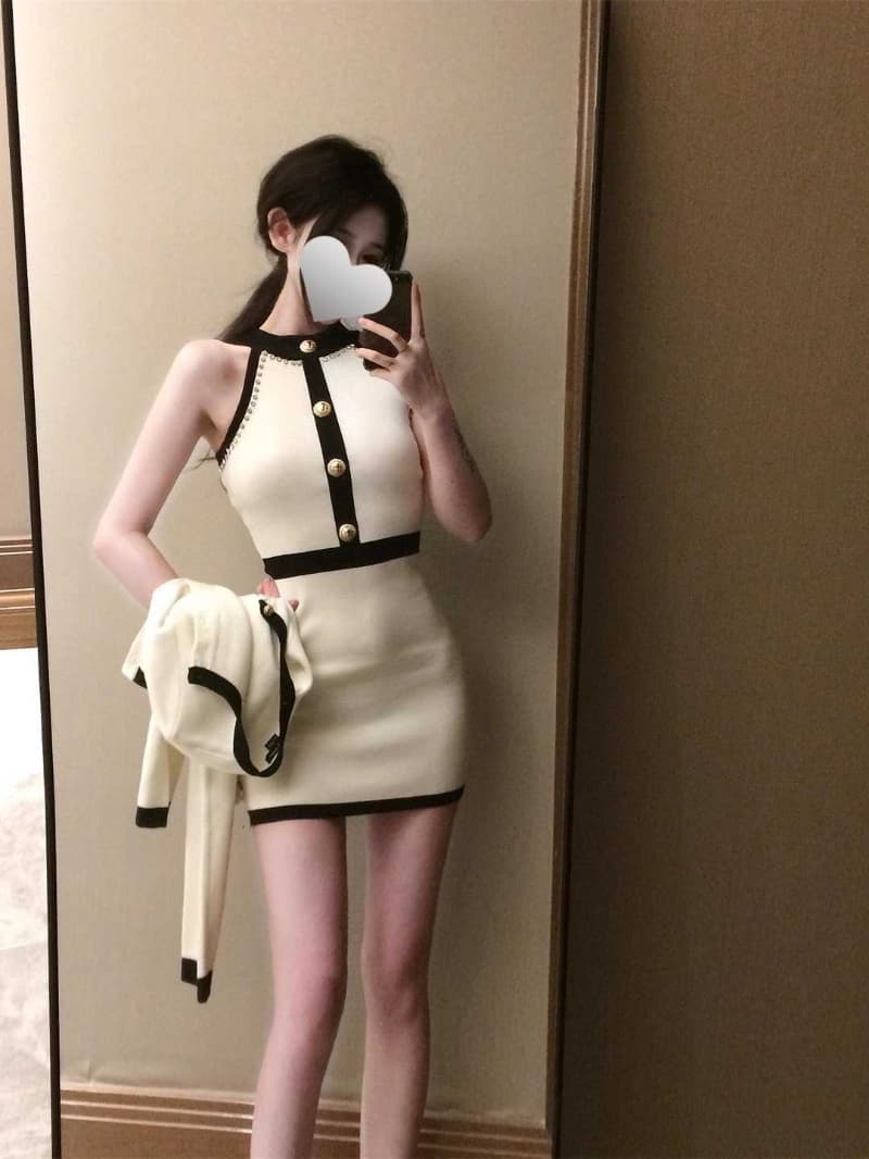 얼음 차가운 실크 워시 물 오프숄더 드레스 여름 순수한 욕망 명문 여성 품격 허리 수축 몸매 가꾸기 고급 센스 타이트 스커트 미니 스커트 상세 이미지 5