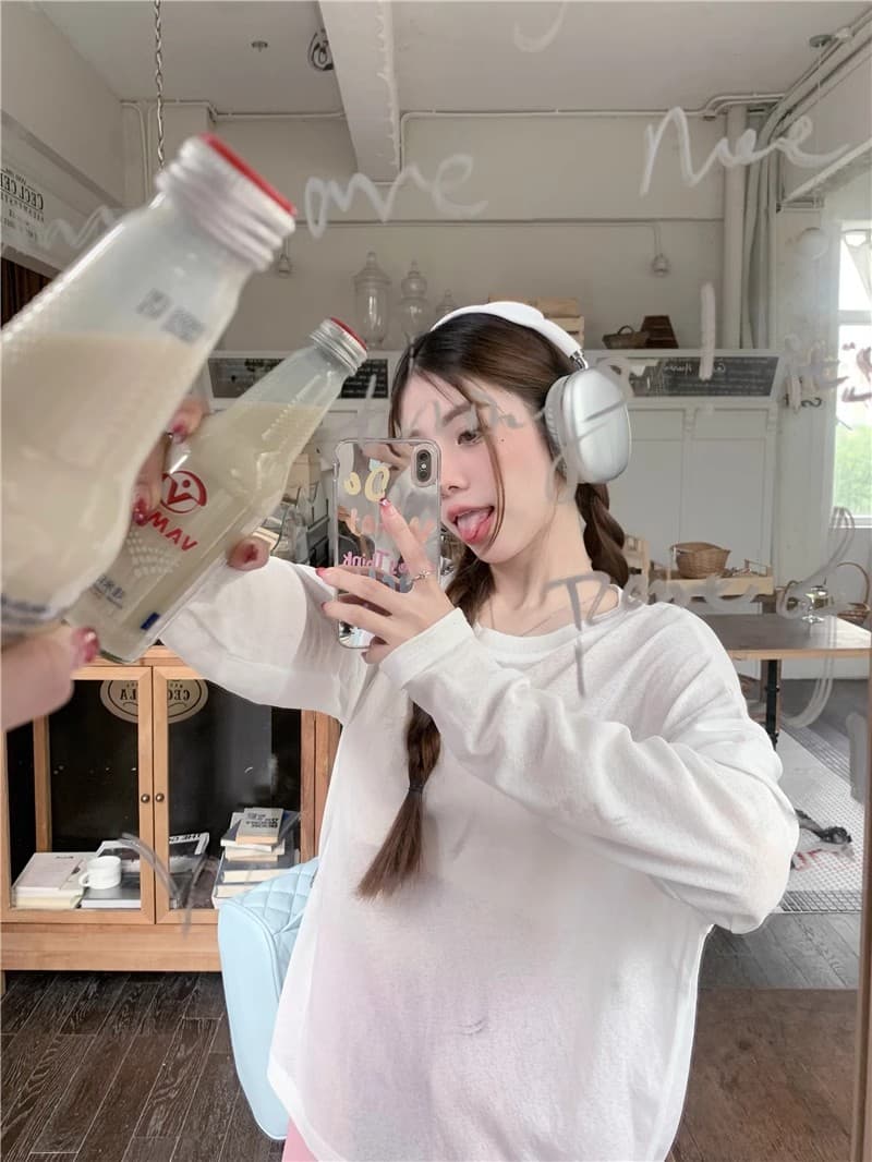 한 부서 황색 자외선 차단 긴팔 티셔츠 여성 여름 다용도 루즈핏 얇은 스타일 에어컨 셔츠 캐주얼 chic 맨위 상세 이미지 9