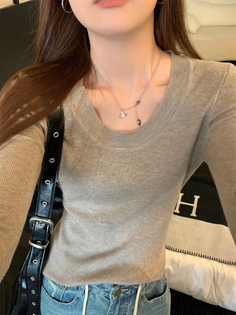 패키지 코어 실 프랑스식 몸매 가꾸기 u 칼라 가을 겨울 새로운 인사이드 가져 가라. 고급 스웨터 긴팔 니트 스웨터 맨위 여성 상세 이미지 4