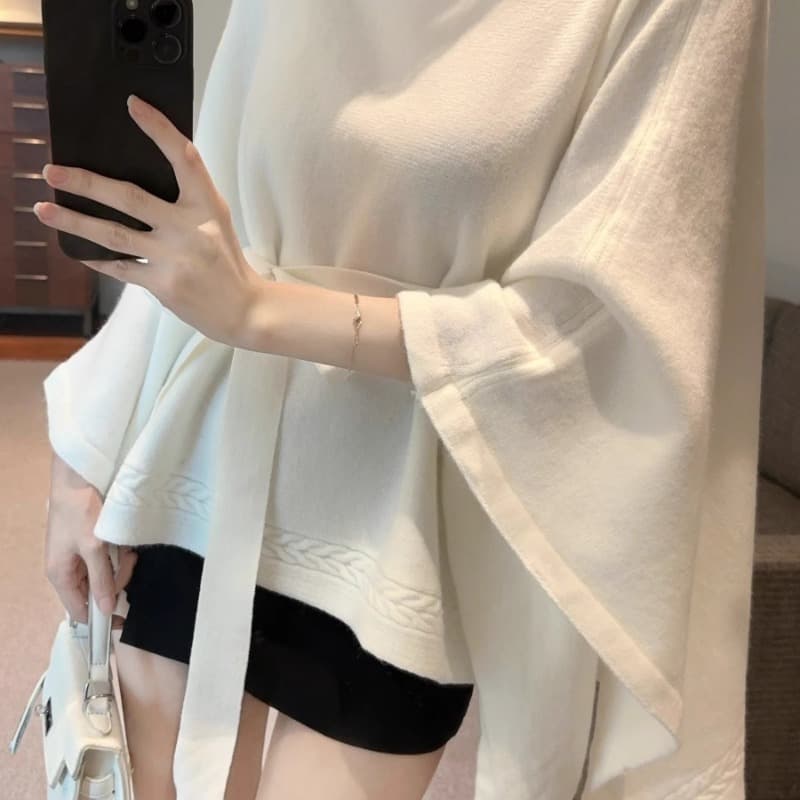 북극 플러시 워시 물 가을 겨울 새로운 망토 숄 니트 스웨터 맨위 弛 센스 분위기 센스 스웨터 코트 이미지 5