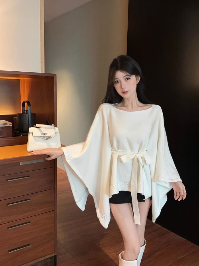 북극 플러시 워시 물 가을 겨울 새로운 망토 숄 니트 스웨터 맨위 弛 센스 분위기 센스 스웨터 코트 상세 이미지 6
