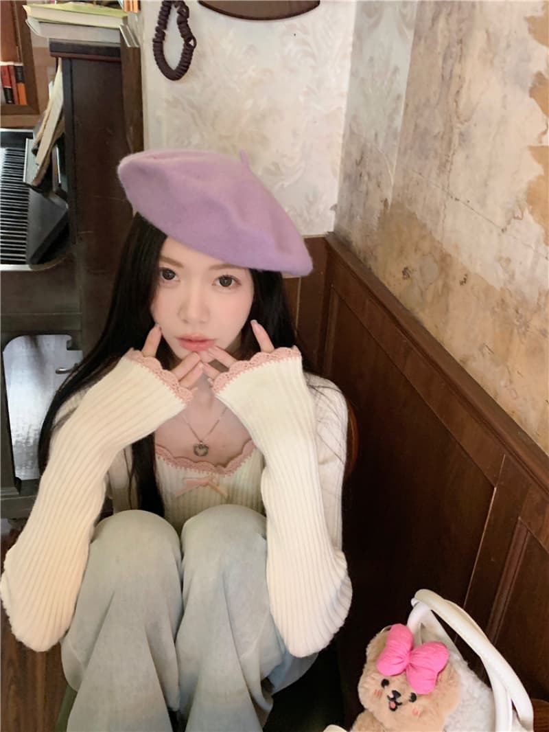 패키지 코어 실 달콤함 레이스 긴팔 니트 스웨터 여자 가을 새로운 나비 매듭 디자인 센스 몸매 가꾸기 맨위 상세 이미지 9