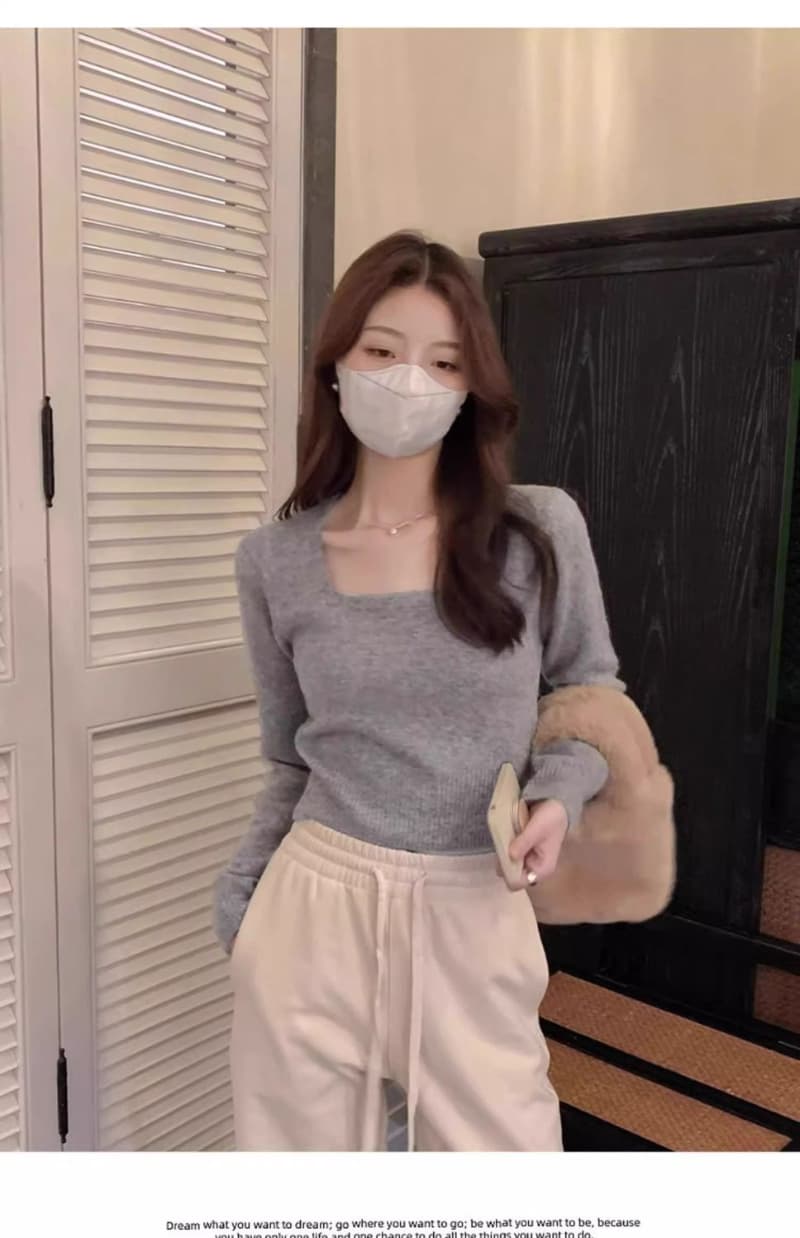 패키지 코어 실 한 부서 부드러운 찹쌀 니트 스웨터 여성 봄 가을 디자인 센스 외국 가스 고유 한 아름다운 이슬 쇄골 맨위 상세 이미지 7