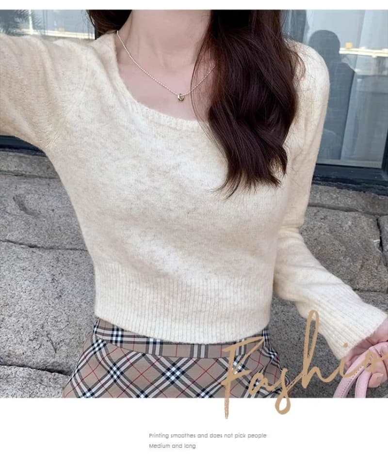 패키지 코어 실 한 부서 부드러운 찹쌀 니트 스웨터 여성 봄 가을 디자인 센스 외국 가스 고유 한 아름다운 이슬 쇄골 맨위 상세 이미지 19