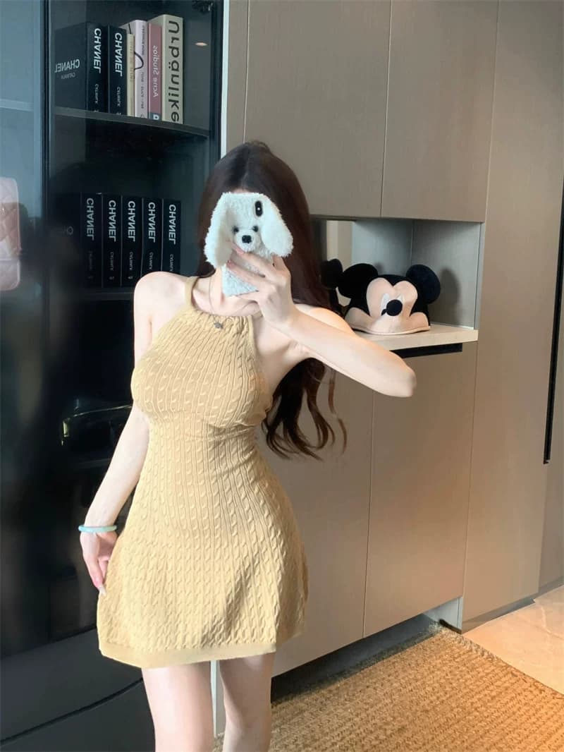 얼음 차가운 실크 워시 물 행침 목 민소매 드레스 여름 순수한 욕망 바람 몸매 가꾸기 슬림해 보이는 A라인 스커트 품격 미니 스커트 이미지 3