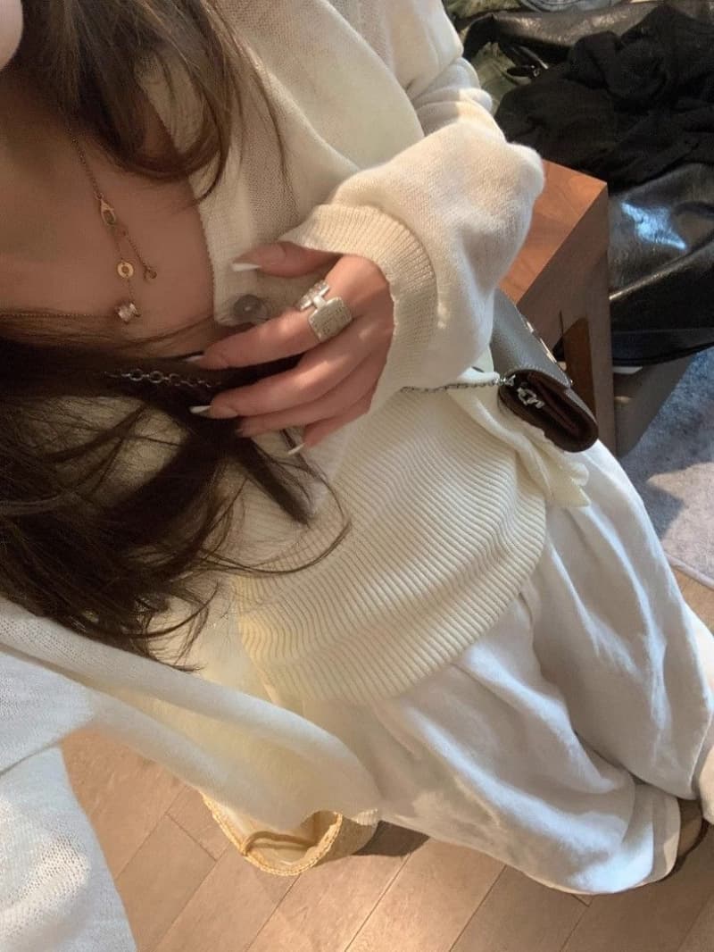 대나무 마디 마 여름 자외선 차단 의류 자수 나비 매듭 슬림해 보이는 품격 다용도 오픈 가디건 니트 맨위 상세 이미지 3