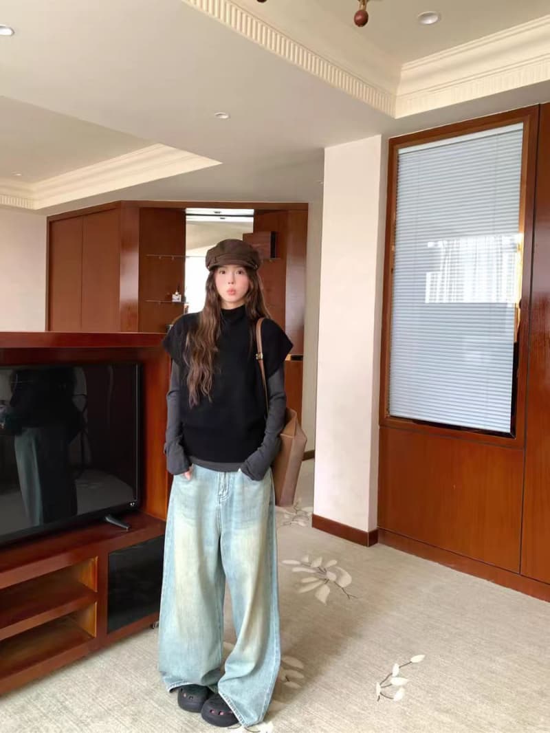 북극 플러시 워시 물 패션 느긋한 바람 니트 스웨터 여성 가을 작은 대중 다용도 루즈핏 슬림해 보이는 베스트 이미지 3