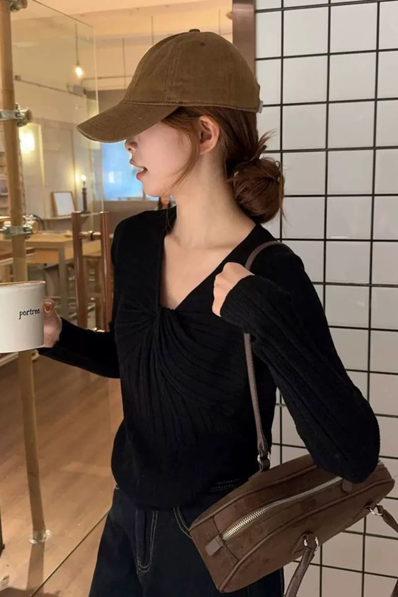 패키지 코어 실 워시 물 한 부서 비틀림 V넥 니트 스웨터 여성 가을 겨울 질감 곡물 몸매 가꾸기 슬림해 보이는 만나는 맨위 상세 이미지 5