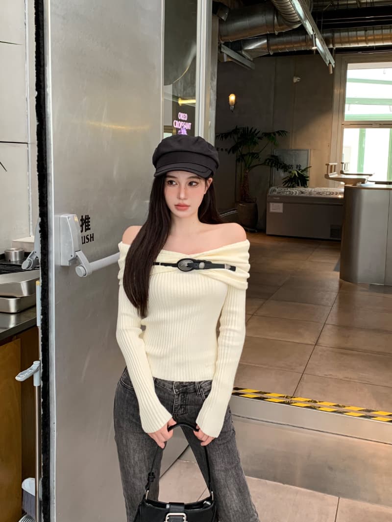 패키지 코어 실 핫걸 오프숄더 긴팔 스웨터 니트 스웨터 여성 겨울 디자인 센스 몸매 가꾸기 만나는 맨위 상세 이미지 9