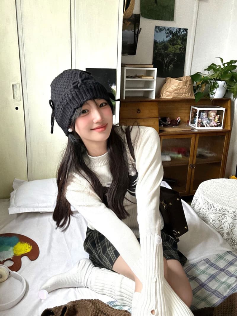 패키지 코어 실 아메리칸 나비 매듭 허리 수축 반하이넥 스웨터 여자 가을 긴팔 니트 스웨터 맨위 디자인 센스 상세 이미지 1