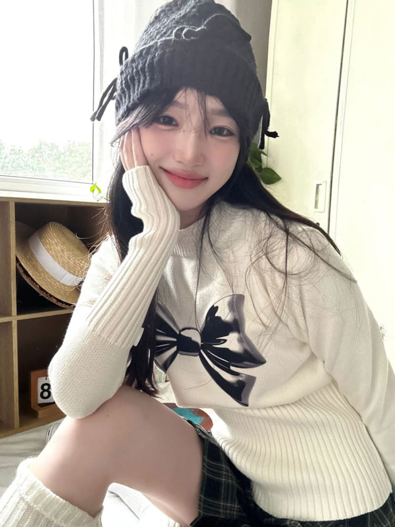 패키지 코어 실 아메리칸 나비 매듭 허리 수축 반하이넥 스웨터 여자 가을 긴팔 니트 스웨터 맨위 디자인 센스 상세 이미지 5