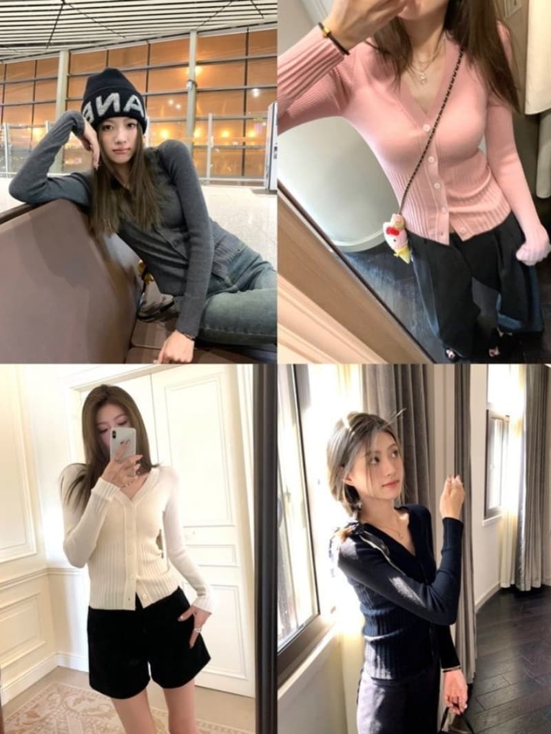 패키지 코어 실 V넥 긴팔 니트 스웨터 여성 봄 가을 부드러운 품격 몸매 가꾸기 슬림해 보이는 캐주얼 다용도 맨위 상세 이미지 6