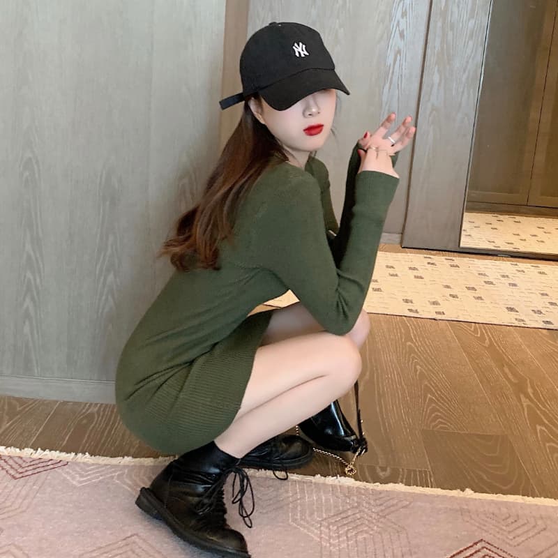 스웨터 드레스 조류 소녀 섹시함 몸매 가꾸기 품격 타이트 타이트 스커트 허리 수축 쇼트 스타일 슬림해 보이는 타이트 스커트 인사이드 가져 가라. 기본 스커트 상세 이미지 5