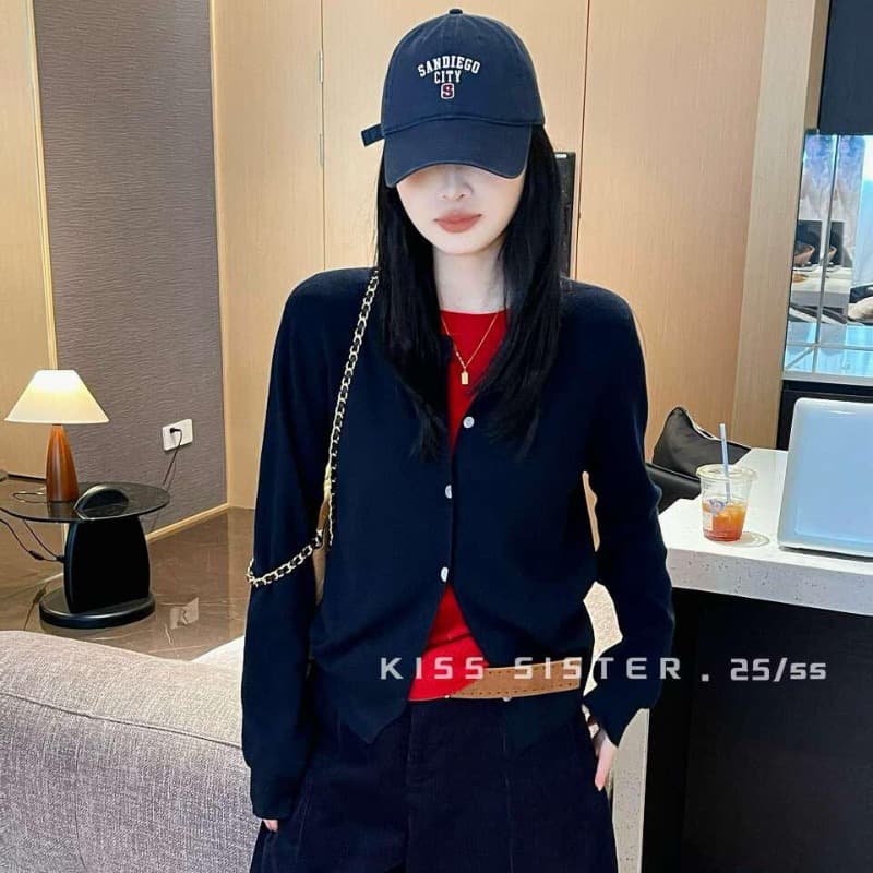 패키지 코어 실 워시 물 세련된 스택 착용 바람 페이크 레이어드 디자인 니트 오픈 가디건 여성 가을 한 부서 긴팔 맨위 이미지 5