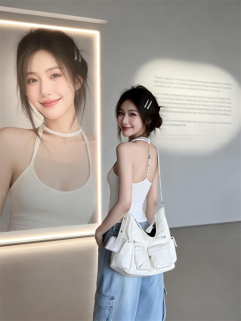 디자인 센스 비즈 행침 목 V넥 작은 심장 기계 핫걸 캐미솔 여름 새로운 몸매 가꾸기 슬림해 보이는 맨위 트렌디 상세 이미지 7
