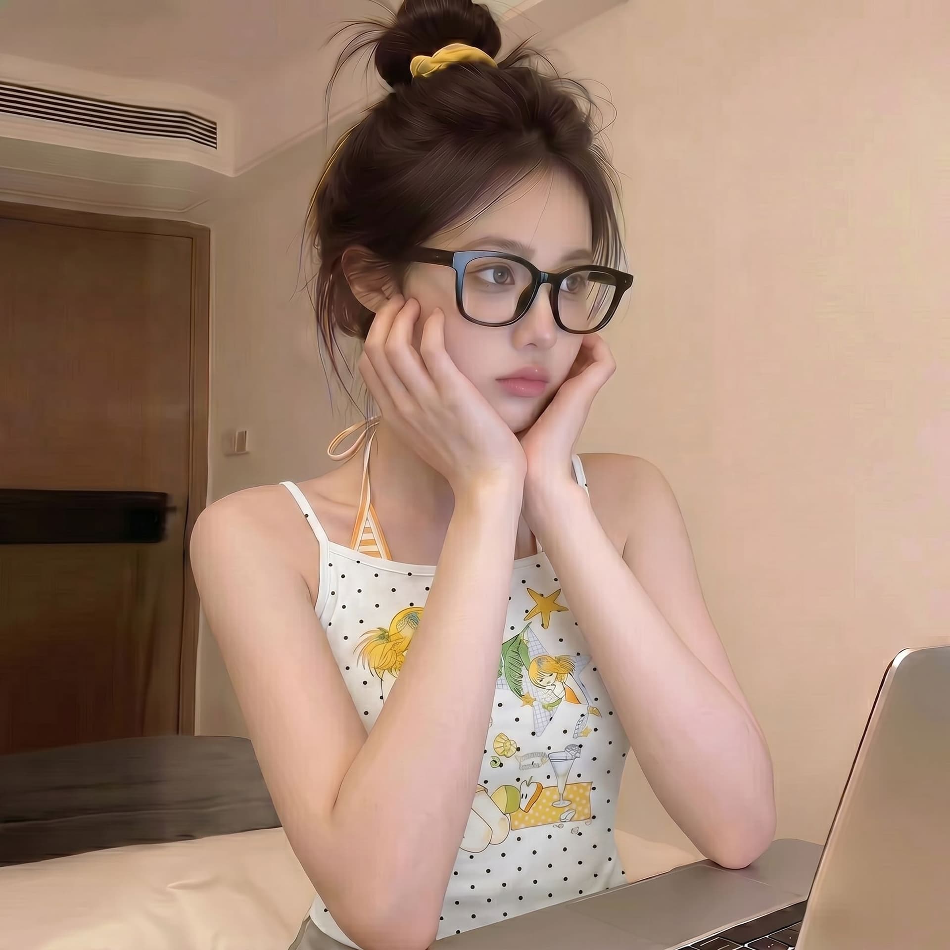 한국 스타일 아메리칸 2026 여름 새로운 핫걸 도트 무늬 y2k 프린트 페이크 레이어드 몸매 가꾸기 다용도 캐미솔 상세 이미지 5