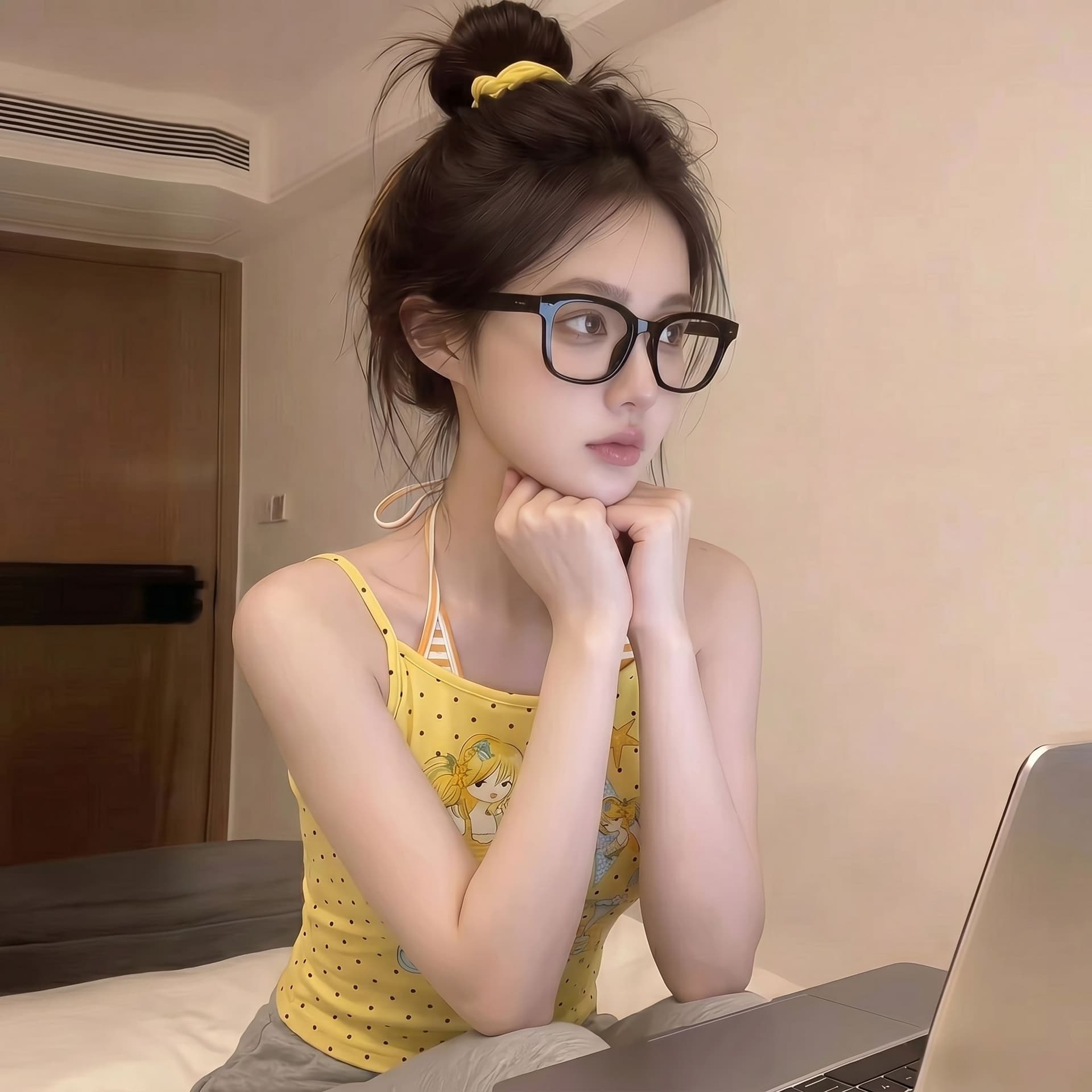 한국 스타일 아메리칸 2026 여름 새로운 핫걸 도트 무늬 y2k 프린트 페이크 레이어드 몸매 가꾸기 다용도 캐미솔 상세 이미지 6