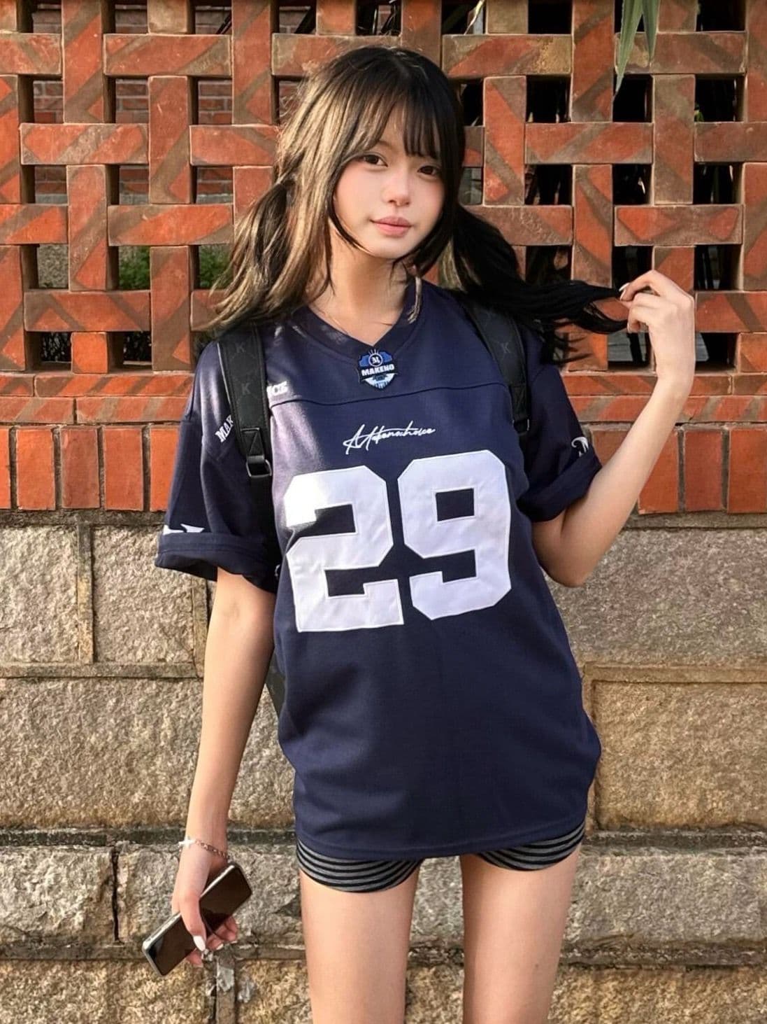 한국 스타일 아메리칸 캐주얼 반팔 티셔츠 여성 2026 여름 새로운 아메리칸 공 서비스 자수 운동 루즈핏 맨위 트렌디 상세 이미지 12