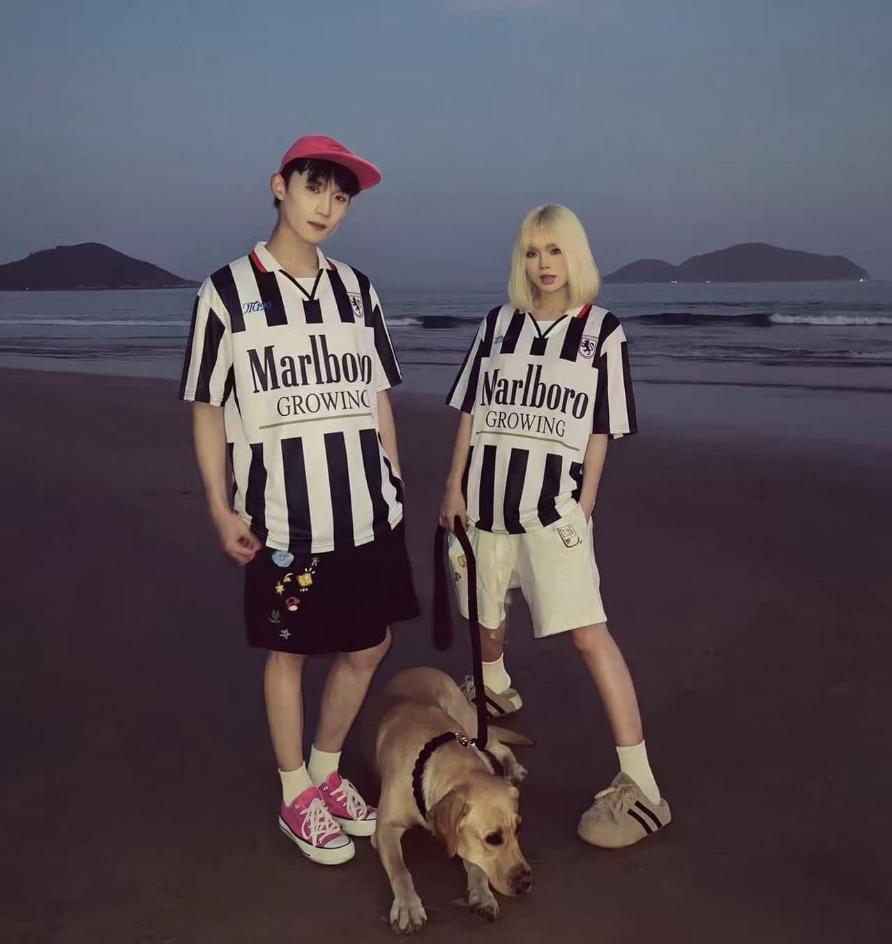 원본 저지 원단 원본 솜씨 아메리칸 스트라이프 프린트 폴로 칼라 반팔 티셔츠 POLO 셔츠 남녀 커플 여름 상세 이미지 4