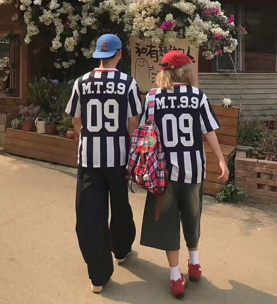 원본 저지 원단 원본 솜씨 아메리칸 스트라이프 프린트 폴로 칼라 반팔 티셔츠 POLO 셔츠 남녀 커플 여름 상세 이미지 6