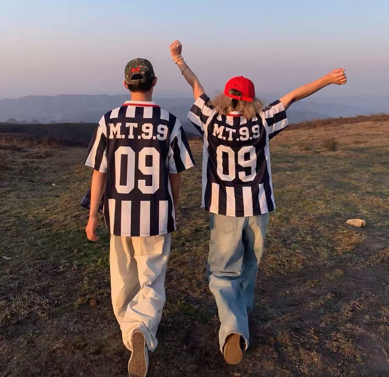 원본 저지 원단 원본 솜씨 아메리칸 스트라이프 프린트 폴로 칼라 반팔 티셔츠 POLO 셔츠 남녀 커플 여름 상세 이미지 7