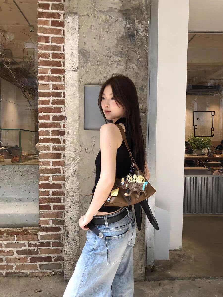 한국 chic2026 여름 새로운 패치워크 쉬폰 한 부서 검정색 반하이넥 몸매 가꾸기 조끼 여성 상세 이미지 4