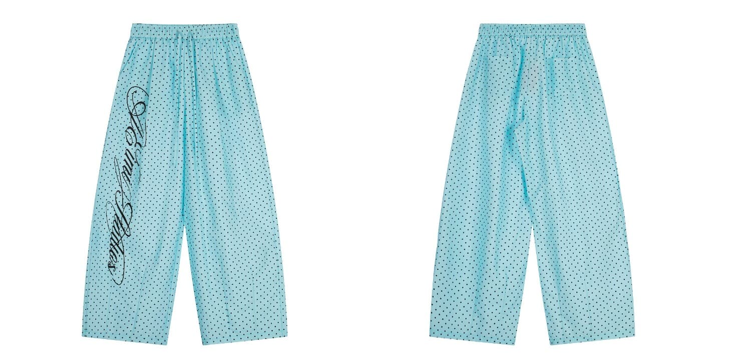 blacklists 아메리칸 도트 무늬 전체 인쇄 알파벳 주황색 모통이 칼 낙하산 병 바지 여성 도파민 루즈핏 와이드 레그 팬츠 여름 상세 이미지 11