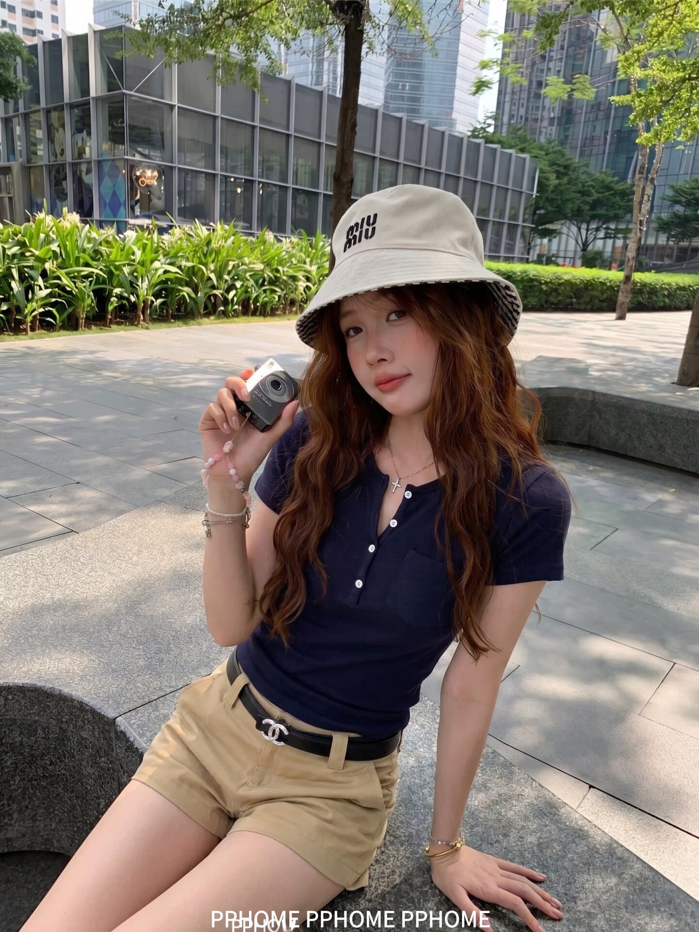 한국 스타일 아메리칸 훌륭함 면 대나무 마디 익스트림 제인 단추 헨리 칼라 반팔 티셔츠 여성 몸매 가꾸기 캐주얼 여름 단색 맨위 상세 이미지 3
