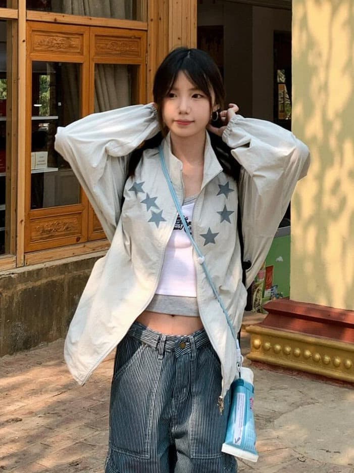 일본식 스탠드 칼라 얇고 가벼운 자외선 차단 재킷 여자 여름 루즈핏 캐주얼 디자인 센스 통기성 국방 자외선 자외선 차단 의류 상세 이미지 6