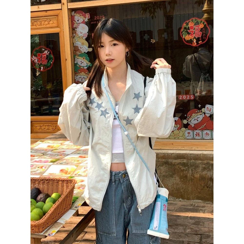 일본식 스탠드 칼라 얇고 가벼운 자외선 차단 재킷 여자 여름 루즈핏 캐주얼 디자인 센스 통기성 국방 자외선 자외선 차단 의류 상세 이미지 16