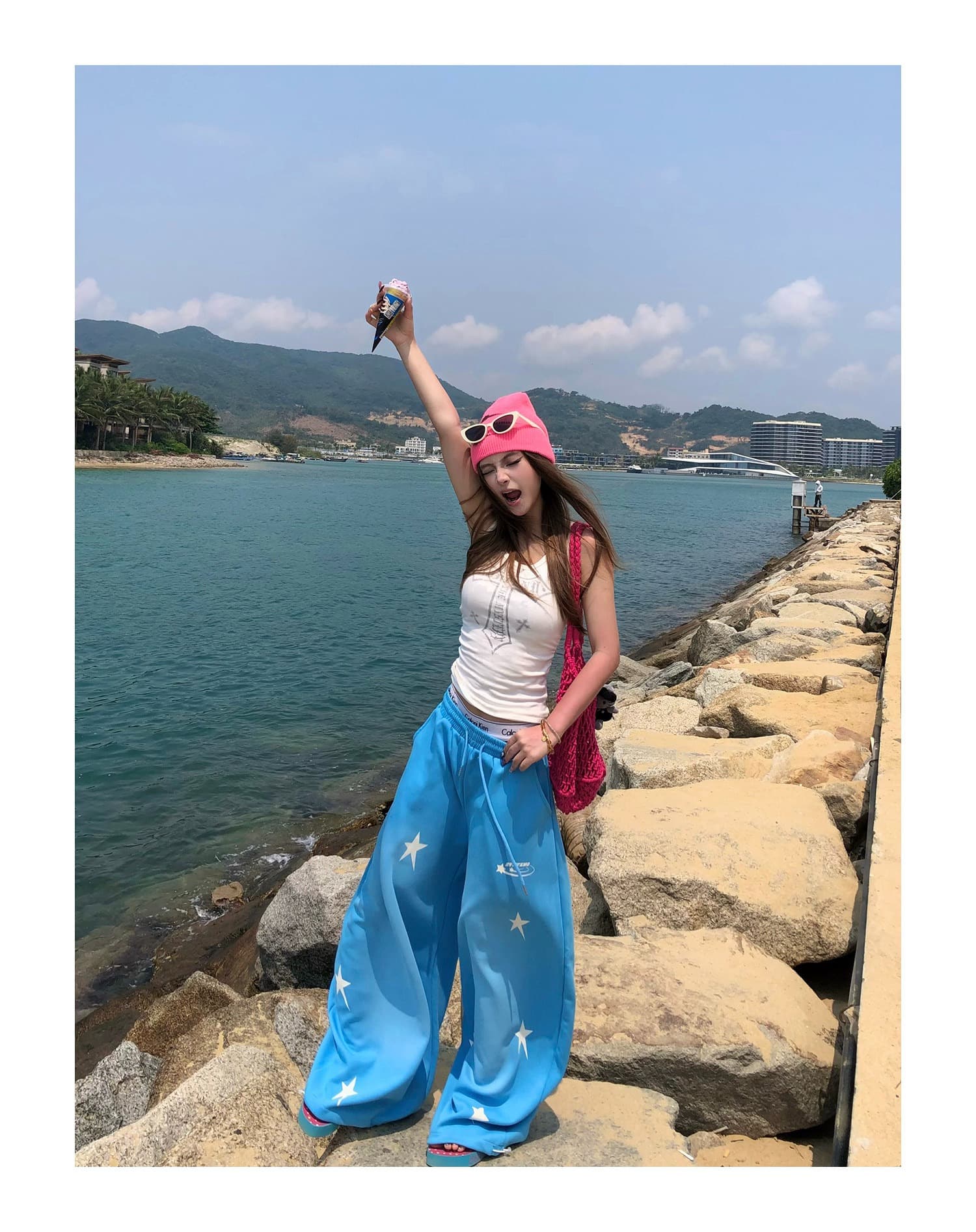 한국 chic 아메리칸 캐주얼 바지 여성 봄 여름 루즈핏 느긋한 하이웨이스트 다용도 도루 가을 센스 넓은 다리 바닥 청소 모통이 칼 바지 상세 이미지 25