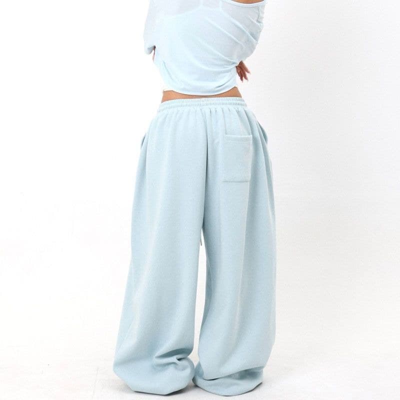 한국 chic 아메리칸 레트로 ins 여름 새로운 느긋한 도파민 펌프 Pleat 넓은 다리 춤추기 캐주얼 바지 여성 트렌디 상세 이미지 25