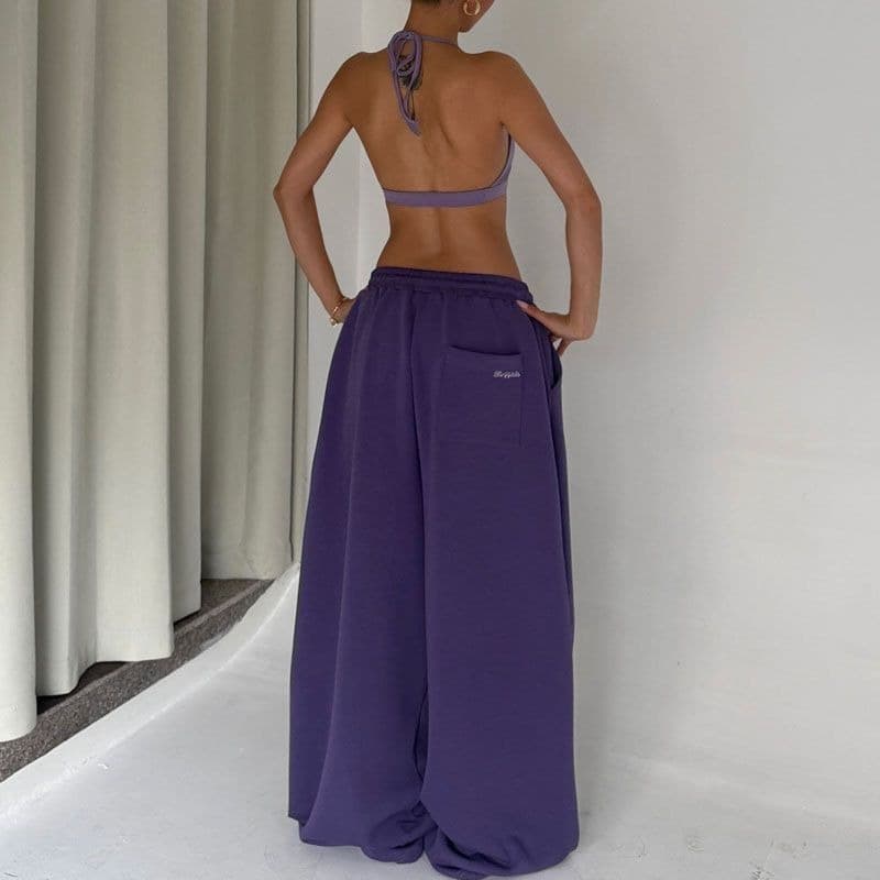 한국 chic 아메리칸 레트로 ins 여름 새로운 느긋한 도파민 펌프 Pleat 넓은 다리 춤추기 캐주얼 바지 여성 트렌디 상세 이미지 30
